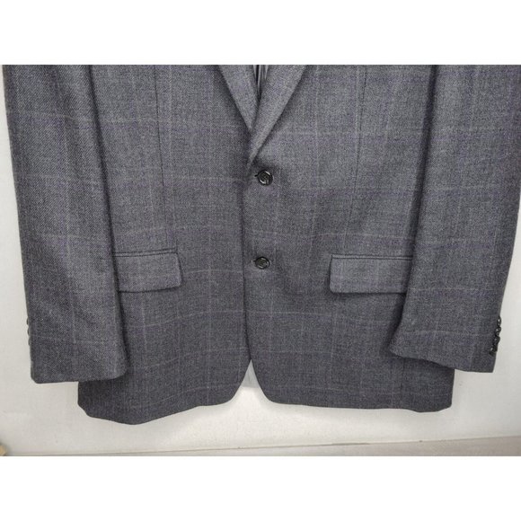 MICHAEL KORS Grey Windowpane Plaid Sport Coat Suit Blazer 44L 100% Wool - Picture 3 of 10